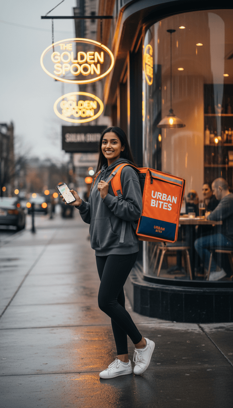 Hand-delivering a package on a Toronto street
